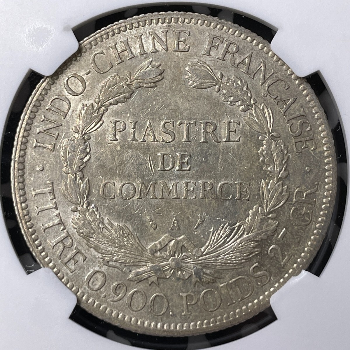 1909-A French Indo-China 1 Piastre NGC AU58 Lot#G9481 Large