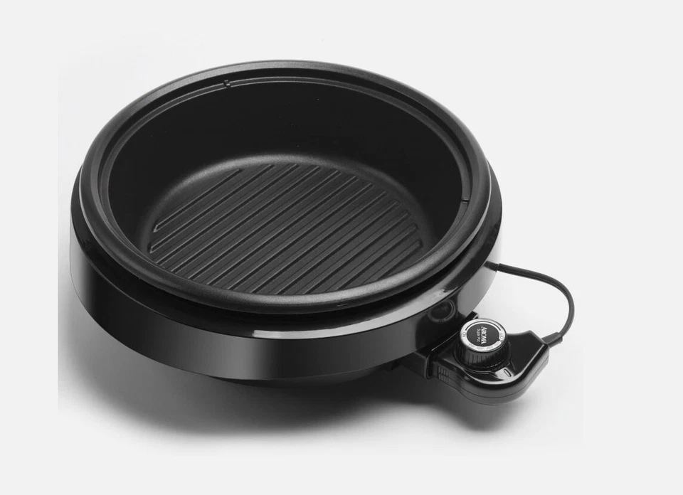 Parrillas eléctricas Aroma de 3 cuartos de galón 3 en 1 olla de cocción lenta antiadherente negra Foto 3 de 4