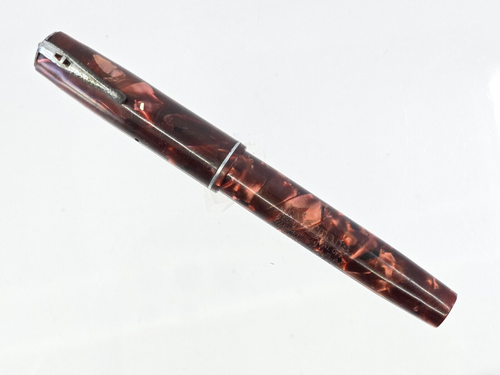 ANTIQUE c1933 WATERMAN'S USA 3V IDEAL NIB BURGUNDY MARBLE LEVERFILL FOUNTAIN PEN - Picture 5 of 12
