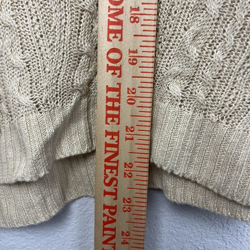 Suéter Ralph Lauren para mujer tejido con cable talla XL 100 % lino tostado dorado manga 3/4 - Imagen 10 de 11