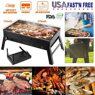 Foldable Portable BBQ Grill Charcoal Grill Fits 4-6 People for Outdoor Camping
