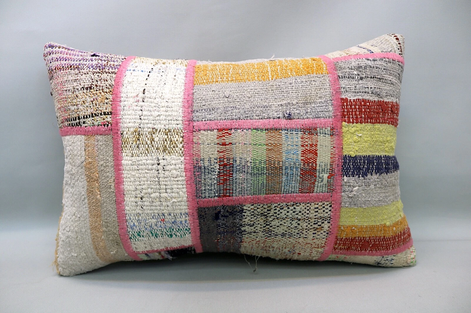 Patchwork Kilim Pillow, 16x24 inc, Decorative Pillow, Handmade Vintage Pillow