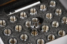 Set 24 Epoch Open End Spline Lug Nut Kit Chrome 14mm x 1.5 1" Tall M14x1.5