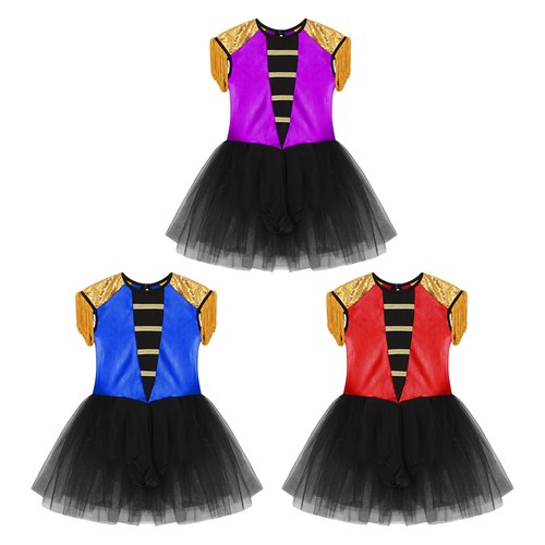Girls Kids Circus Lion Dress Show Costume Party Uniform Halloween Bodysuit - Afbeelding 6 van 40