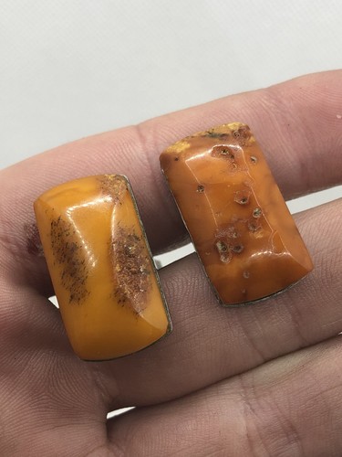 Gemelli VECCHIA AMBRA BALTICA NATURALE argento 875 URSS - Foto 2 di 11