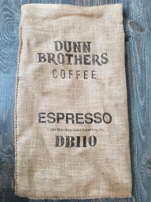 DUNN BROS Coffee Gunny Sack Burlap Bag - ESPRESSO Nice Dark Letters DB110