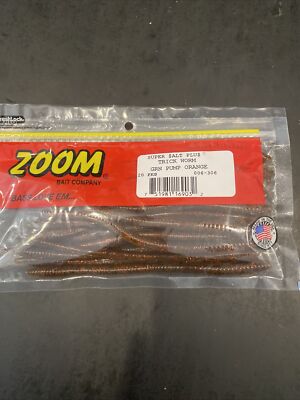 Zoom Original Trick Worm 6 1/2  Green Pumpkin Orange Glitter