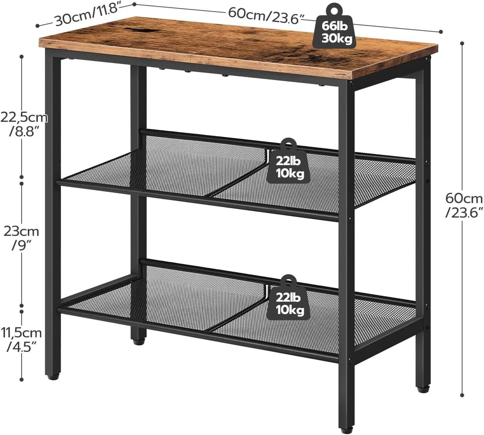 HOOBRO End Table 3-Tier Narrow Side Table Nightstand 23.6"L x 11.8"W x 23.6"H - Image 4 of 4