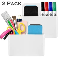 2 Pack Magnetic Dry Erase Marker Holder Pen Organizer Caddy for Office Locker