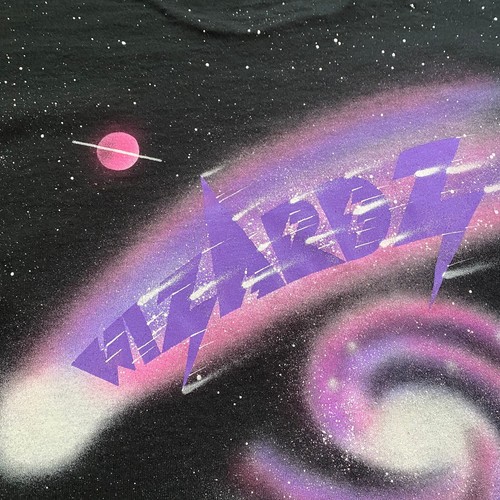 VINTAGE Wizard All Over Print Shirt Adult Medium M Black Galaxy Fantasy AOP 90s - Picture 17 of 18