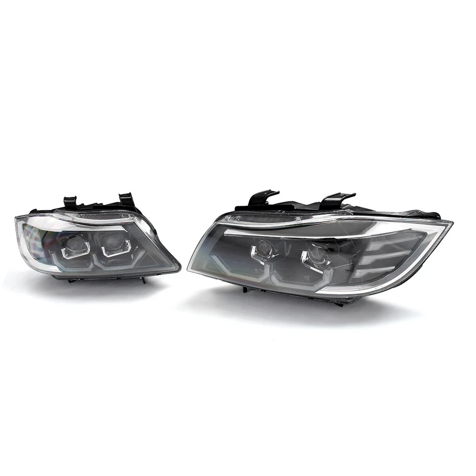 Xenon Scheinwerfer 3D Angel Eyes für BMW 3er E90 E91 LCI 09-12 Schwarz Blinker - Bild 4 von 4