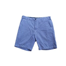 Mens Izod Blue Checked Plaid Seersucker Shorts Size 36 Cotton 29912 Flat front