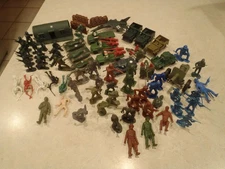 Vintage Plastic Army Toys Lot Soldiers Vehicles Quonset Marx Tim Mee Hong Kong