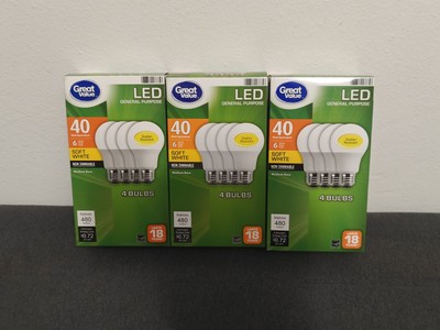 12-bulb pack lot Great Value LED 6W=40W Equivalent Bulbs Soft White non-dimm