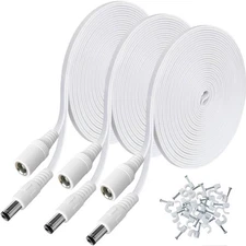 DC Power Extension Cable 5.5mm x 2.1mm Male Female 12V Cord 20FT 3-Pack