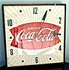 Drink Coca-Cola PAM 15” Square Fishtail Clock 1950’s Vintage working