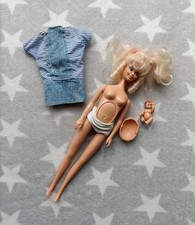 Vintage Judith Mummy To Be Pregnant Doll with Baby & Belly RARE Barbie Sized