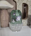 Fenton Hand Painted Art Glass Floral Fairy Lamp Signed M.K. Young