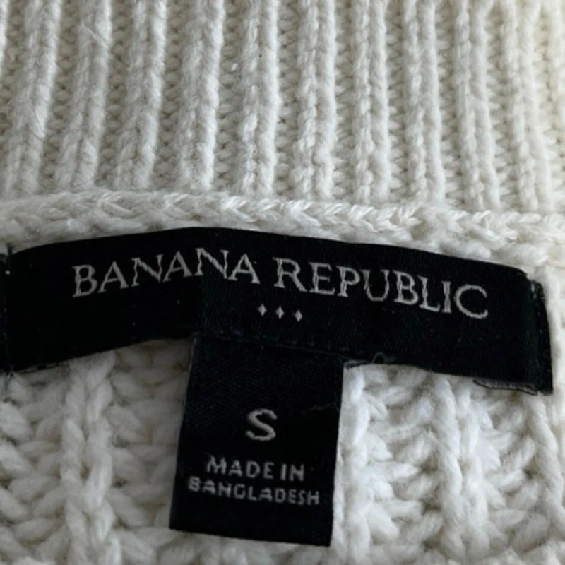 Suéter Suéter Top Banana Republic Blanco Lana Grueso Tejido Manga Larga Talla S Foto 3 de 4