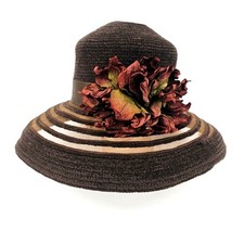 Derby Fascinator Floral Bowler  Wide Brim Dress Hat Wedding Church Brown Fall