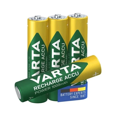 Varta Lot de 4 Piles AAA 1.2 V Rechargeables 1000 mAh avec Technologie NiMH Vert - Photo 1/4