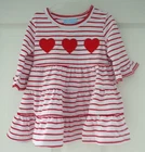 NWT Classic Whimsy Red Stripe Applique Hearts Dress Girl's Size 12 Months