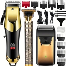 [Professional Hair Cutting Kit] 3pcs Professional Electric Hair Clipper Set