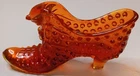 Vintage Fenton Art Glass Cat’s Head Hobnail Orange Slipper Shoe Figurine