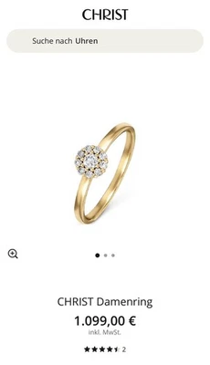 585 / 14K Gold Ring mit Diamanten Christ Größe 56 - Bild 1 von 4