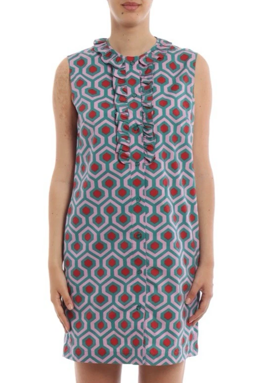 Max Mara Weekend Dress Large Curvato Geometric Print Aline Shirt Sleeveless - Image 2 of 4