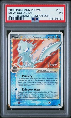 2008 POKEMON WORLD CHAMPIONSHIPS PROMO EMPOTECH #101 MEW-GOLD STAR PSA 1