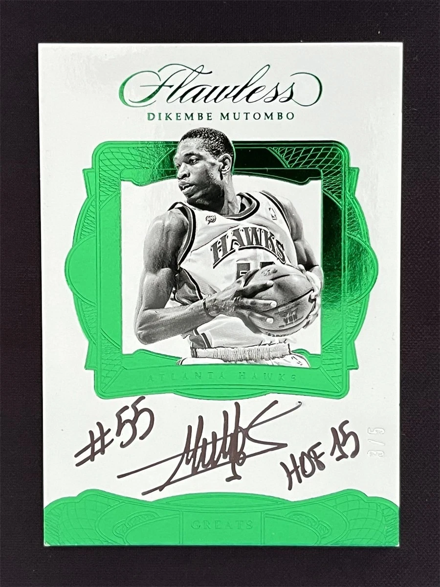 Carte Dikembe Mutombo 2018-19 Panini Vanguard Tri Colour Patch Auto HOF15 10/10