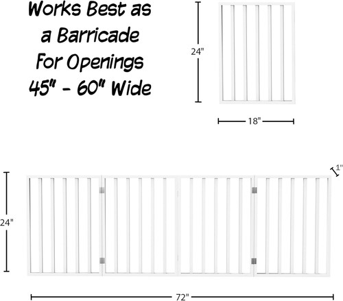 Modern White 4-Panel Freestanding Pet Gate - Indoor Solution for Dogs & Cats - Picture 5 of 10