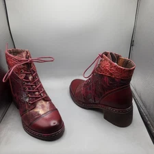L'artiste By Spring Step Fallinluv Boots Women's 5.5-6M EU36 Red Bordeaux A162