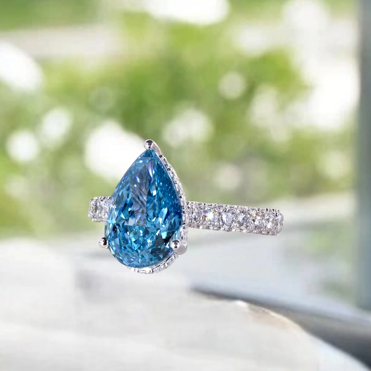 Pear Diamond Engagement Ring Blue Engagement Rings for sale | eBay