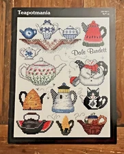 Dale Burdett Teapotmania counted cross stitch pattern booklet pub. 2000 15 pgs.