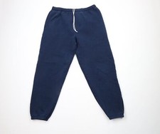 Vtg 90s Streetwear Mens Large Faded Blank Heavyweight Sweatpants Joggers Blue