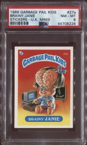 1986 Topps Garbage Pail Kids UK Mini Brainy Janie 27A GPK Card PSA 8 - Picture 1 of 2