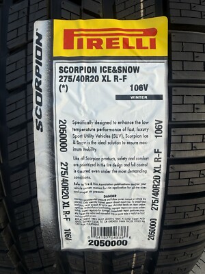 TWO BRAND NEW 275/40R20 106V Pirelli Scorpion Ice & Snow Run Flat
