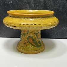 MCM Bitossi Rosenthal Netter Yellow Paisley Pillar Candleholder Plant Stand Bowl