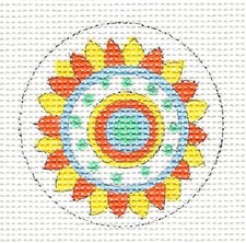 "Yellow Flower Pop" handpainted Needlepoint Canvas by DG from Artists Collection