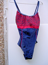 DEBENHAMS 12 SPORTY SWIMSUIT ONEPIECE NAVY BLUE RED