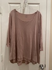 PURE JILL Women Pretty Pink Taupe  Blouse Stretch 3/4 sleeve  Sz XL Gorgeous