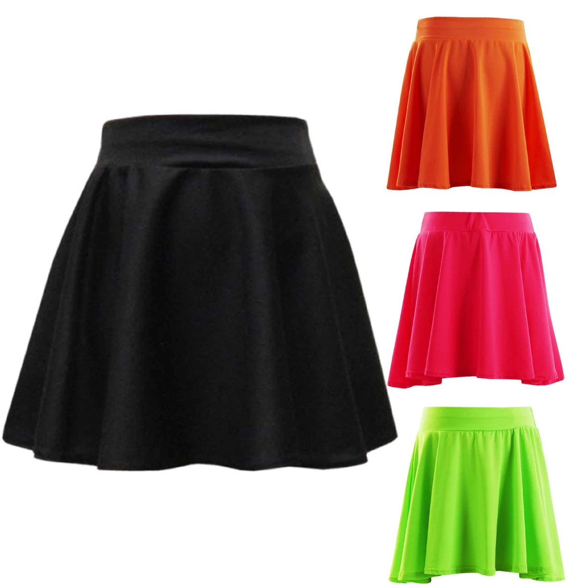 YEAHDOR Kids Girls Solid Color A-Line Skirt Knee Length Full A-Line Skater  Skirt Black 16 - Walmart.com