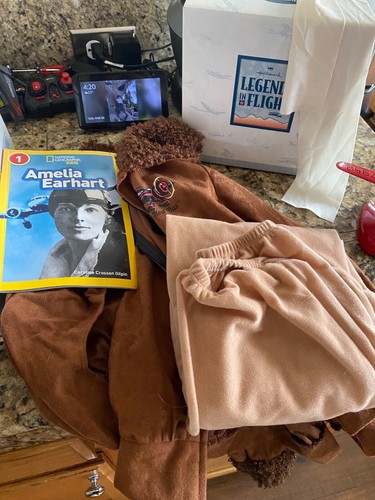 Amelia Earhart Costume, Books & Collector's Replica! School Presentation Bundle