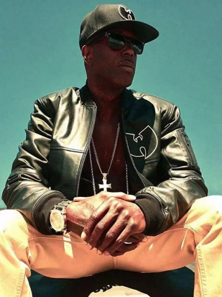 Wu Tang Black Leather Jacket Bomber Jacket image 3