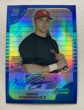 2005 Bowman Chrome First Year Blue Refractor /150 Mike Rodriguez Rookie Auto RC