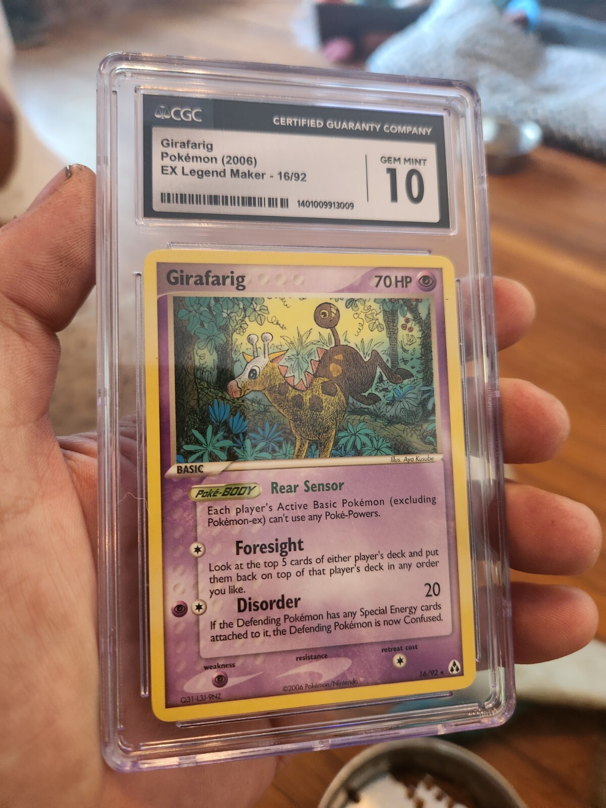 (POP 8) CGC 10 GEM MINT 2006 Pokemon Girafarig EX Legend Maker 16/92 Card