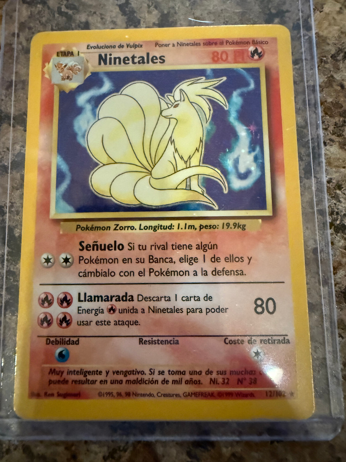 Pokémon TCG - NINETALES - 12/102 - HOLO RARE - UNLIMITED - BASE SET (1999) - LP