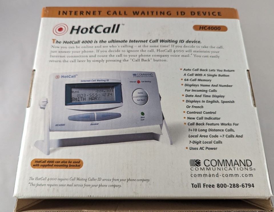 Command Communications Hotcall HC4000 Internet Call-Waiting Device W ...